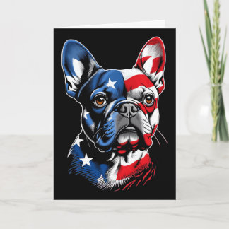 Cute French Bulldog Funny Dog Usa American Flag 4t Card