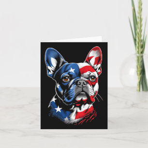 Cute French Bulldog Funny Dog Usa American Flag 4t Card