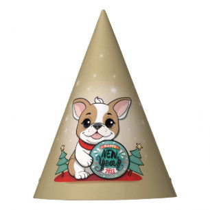 Cute French Bulldog Funny New Year's Eve Party Hat