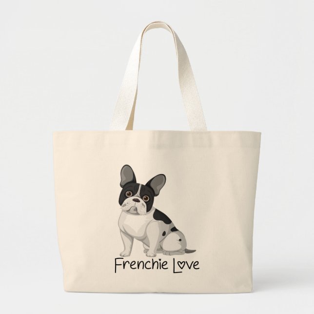 Cute French Bulldog Gift Frenchie Mum Dog Lover Large Tote Bag (Front)