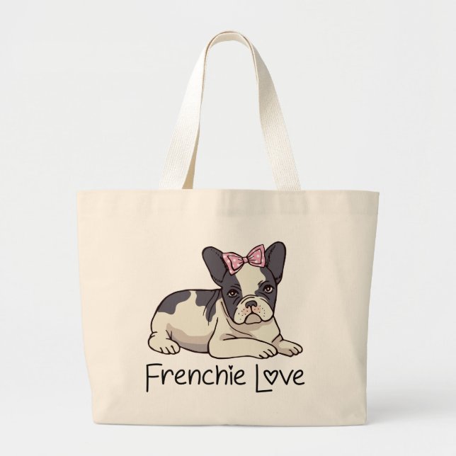 Cute French Bulldog Gift Puppy Dog Frenchie Lover Large Tote Bag (Front)