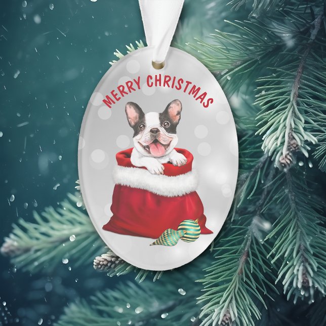 Cute French Bulldog Gift Surprise  Ornament (Creator Uploaded)