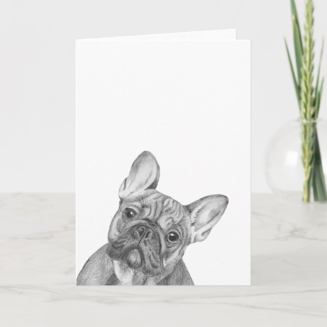 Cute French Bulldog greetings card (Front)
