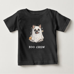 Cute French Bulldog Halloween Ghost Boo Crew Baby T-Shirt