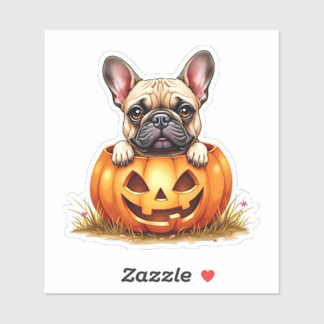 Cute French Bulldog Halloween Jack O' Lantern  (Sheet)