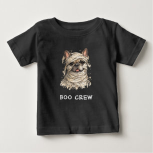 Cute French Bulldog Halloween Mummy Boo Crew Baby T-Shirt