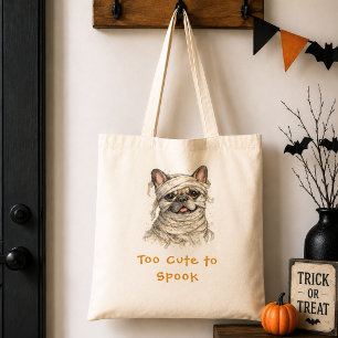 Cute French Bulldog Halloween Mummy Spook Tote Bag