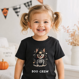 Cute French Bulldog Halloween Skeleton Boo Crew Baby T-Shirt
