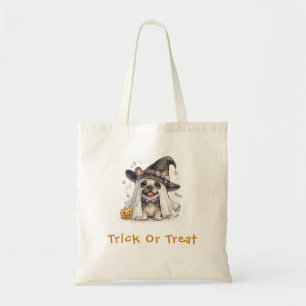 Cute French Bulldog Halloween Wich Trick Treat Tote Bag