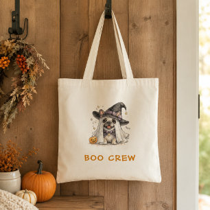 Cute French Bulldog Halloween  Witch Boo Crew Tote Bag