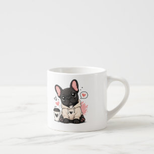 Cute French Bulldog Hoodie Illustration Espresso Cup