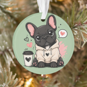 Cute French Bulldog Hoodie Illustration Ornament