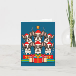 Cute French Bulldog Le Frenchie Christmas Tree Xma Card
