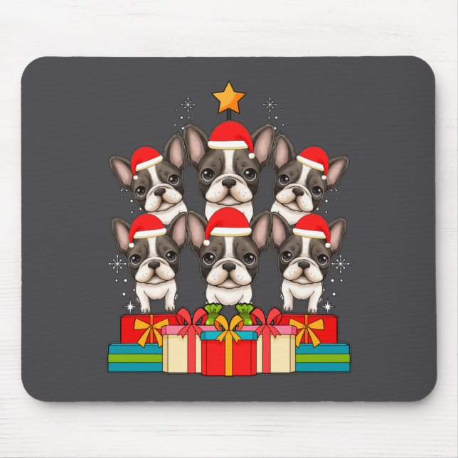 Cute French Bulldog Le Frenchie Christmas Tree Xma Mouse Mat (Front)
