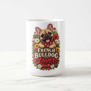 Cute French Bulldog Lover Floral Paw Print Coffee Mug