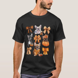 Cute French Bulldog Lovers Coquette Bows Pumpkin A T-Shirt