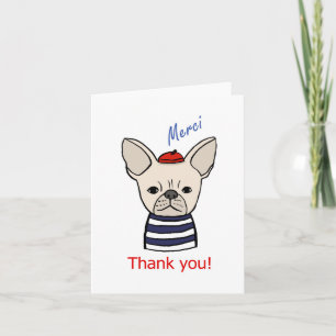 Cute French Bulldog Merci Beaucoup Thank you Card