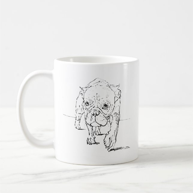 Cute French Bulldog Mug, Dog Illustration  Coffee Mug (Left)