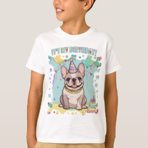 Cute French Bulldog Pastel It's my Birthday T-Shirt