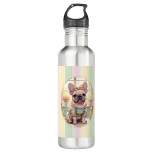 Cute French Bulldog Pastel Lines Cottagecore 710 Ml Water Bottle