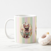 Cute French Bulldog Pastel Lines Cottagecore