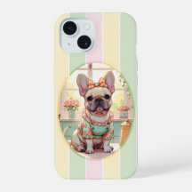 Cute French Bulldog Pastel Lines Cottagecore