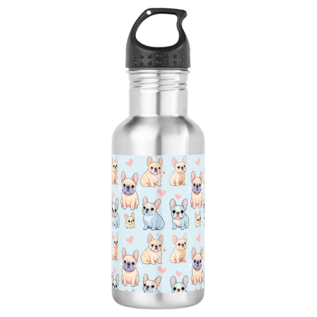 Cute French Bulldog Pastel Pattern 532 Ml Water Bottle (Front)