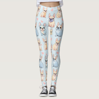 Cute French Bulldog Pastel Pattern Leggings
