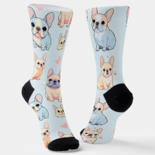 Cute French Bulldog Pastel Pattern Socks