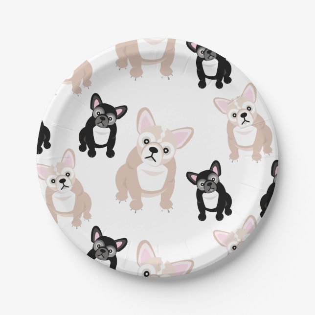 Cute French Bulldog Pattern Paper Plate (Front)