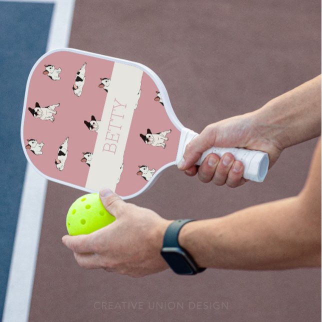 Cute French Bulldog Pattern Pickleball Paddle (Personalized Pickleball Paddle)