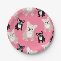 Cute French Bulldog Pattern Pink Party Cake