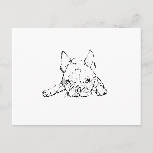 Cute French Bulldog, Personalised Postcard (Front)