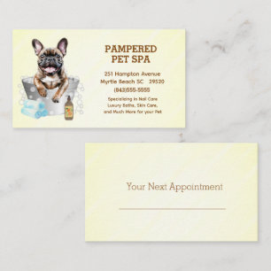 Cute French Bulldog Pet Groomer Spa Appointment Business Card