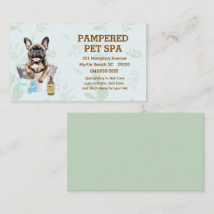 Cute French Bulldog Pet Groomer Spa  Business Card