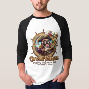 Cute French Bulldog Pirate Captain Sailor 3D Nauti T-Shirt