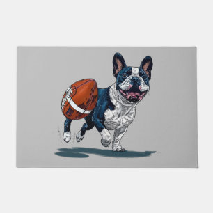 Cute French Bulldog Playing Football Doormat