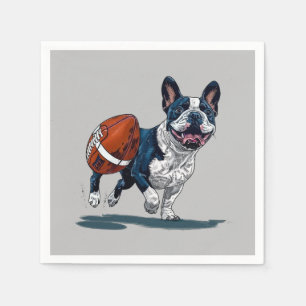Cute French Bulldog Playing Football Napkin