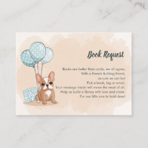 Cute French Bulldog Pup Blue Balloons Book Request Enclosure Card