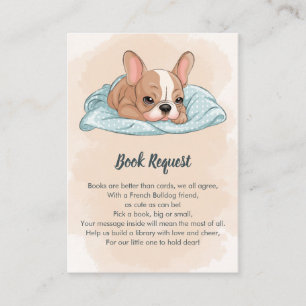 Cute French Bulldog Pup Blue Blanket Book Request Enclosure Card