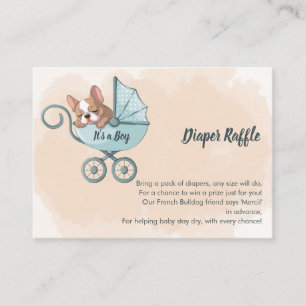 Cute French Bulldog Pup Blue Stroller Diaper Raffl Enclosure Card