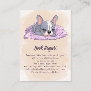 Cute French Bulldog Pup Pink Blanket Book Request Enclosure Card
