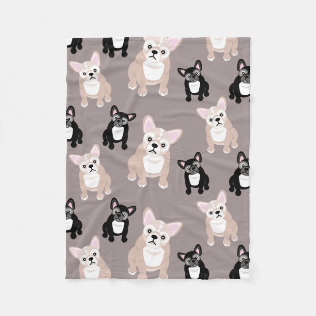 Cute French Bulldog Puppies Fleece Blanket (Front)