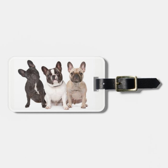 Cute French Bulldog Puppies Luggage Tag (Front Horizontal)