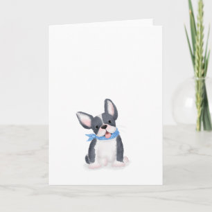 Cute French bulldog puppy blank card