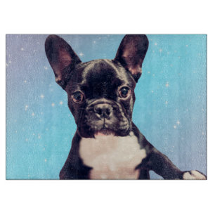 Cute French Bulldog puppy Blue Cutting Board