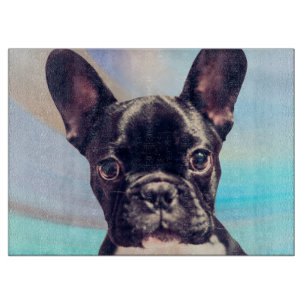 Cute French Bulldog puppy Blue Cutting Board