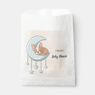 Cute French Bulldog Puppy Blue Moon Baby Shower Favour Bags