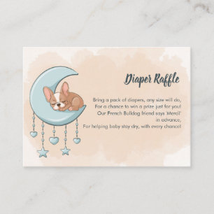 Cute French Bulldog Puppy Blue Moon Diaper Raffle Enclosure Card