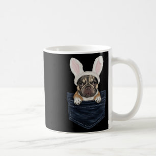 Cute French Bulldog Puppy Bunny Hat In Pocket East Coffee Mug
